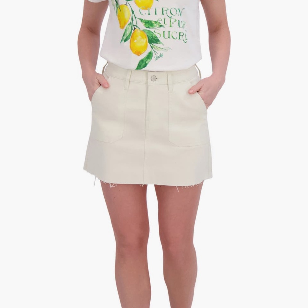 Lucky Brand Utility Mini Skirt “Tofu” Ivory Denim Skirt